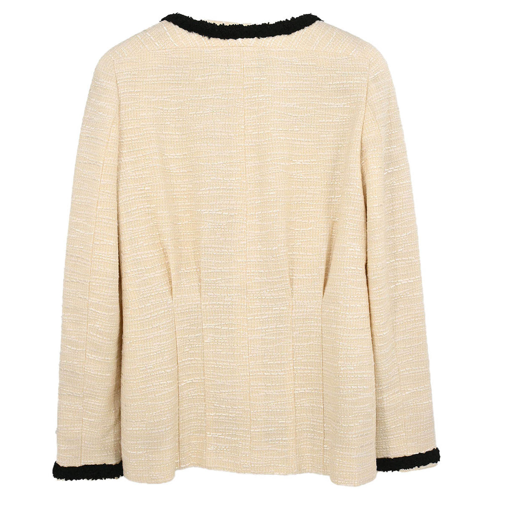 Chanel 2002 Collarless Single Breasted Jacket Ivory