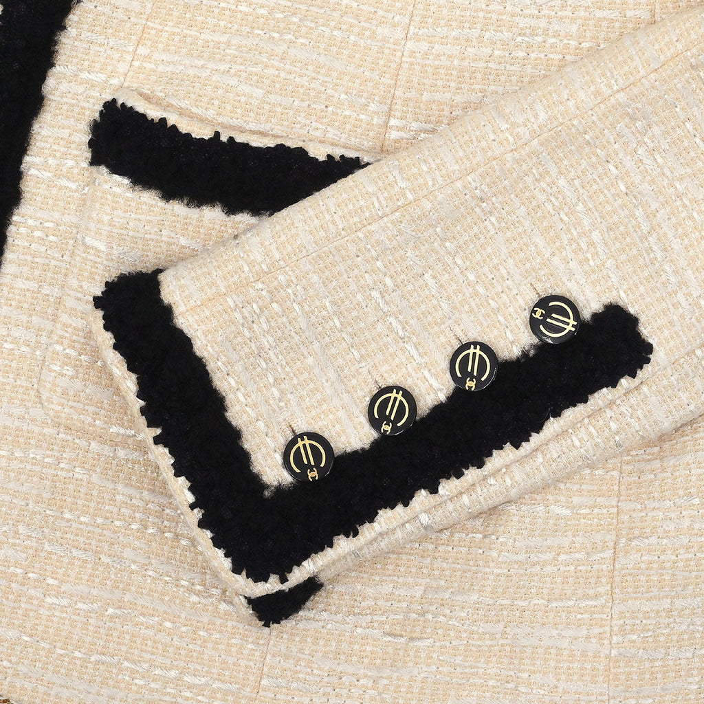 Chanel 2002 Collarless Single Breasted Jacket Ivory