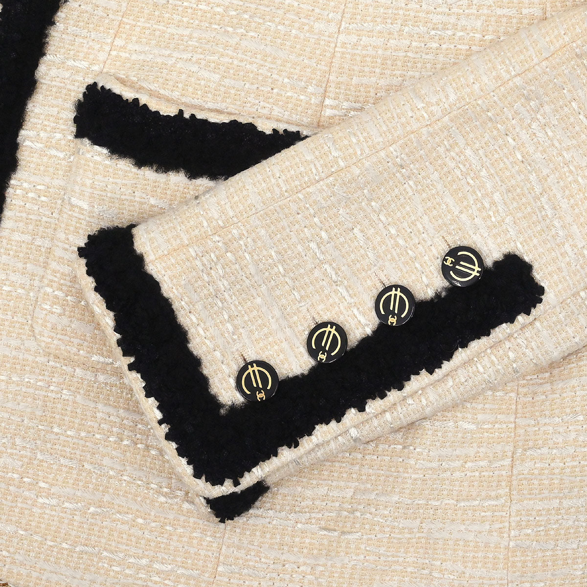 Chanel 2002 Collarless Single Breasted Jacket Ivory