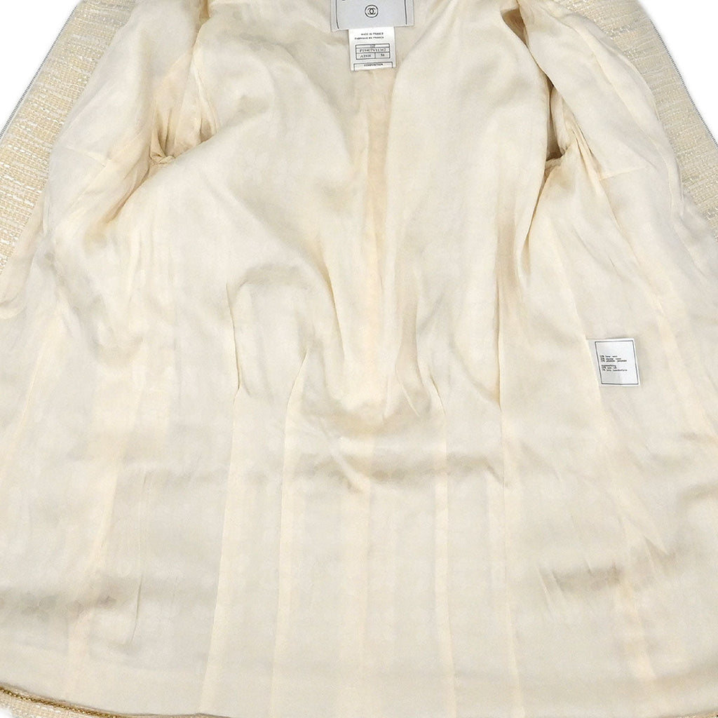 Chanel 2002 Collarless Single Breasted Jacket Ivory