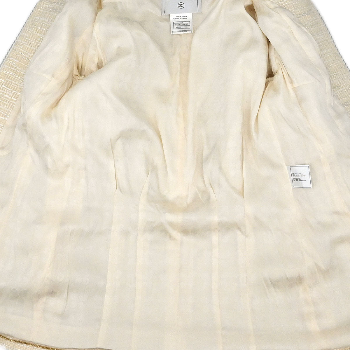 Chanel 2002 Collarless Single Breasted Jacket Ivory