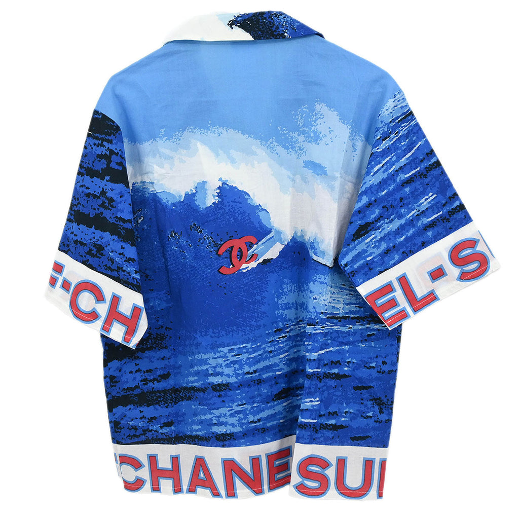 Chanel 2002 Surf Line Short Sleeve Shirt Blouse Top Blue #42