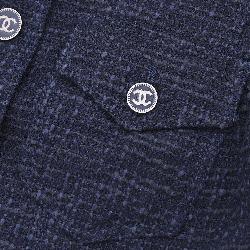 Chanel 2001 Single Breasted Jacket Vest Navy #36