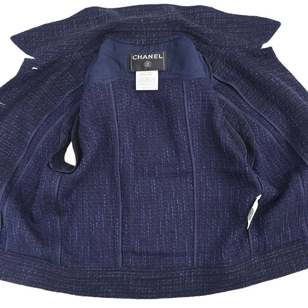 Chanel 2001 Single Breasted Jacket Vest Navy #36