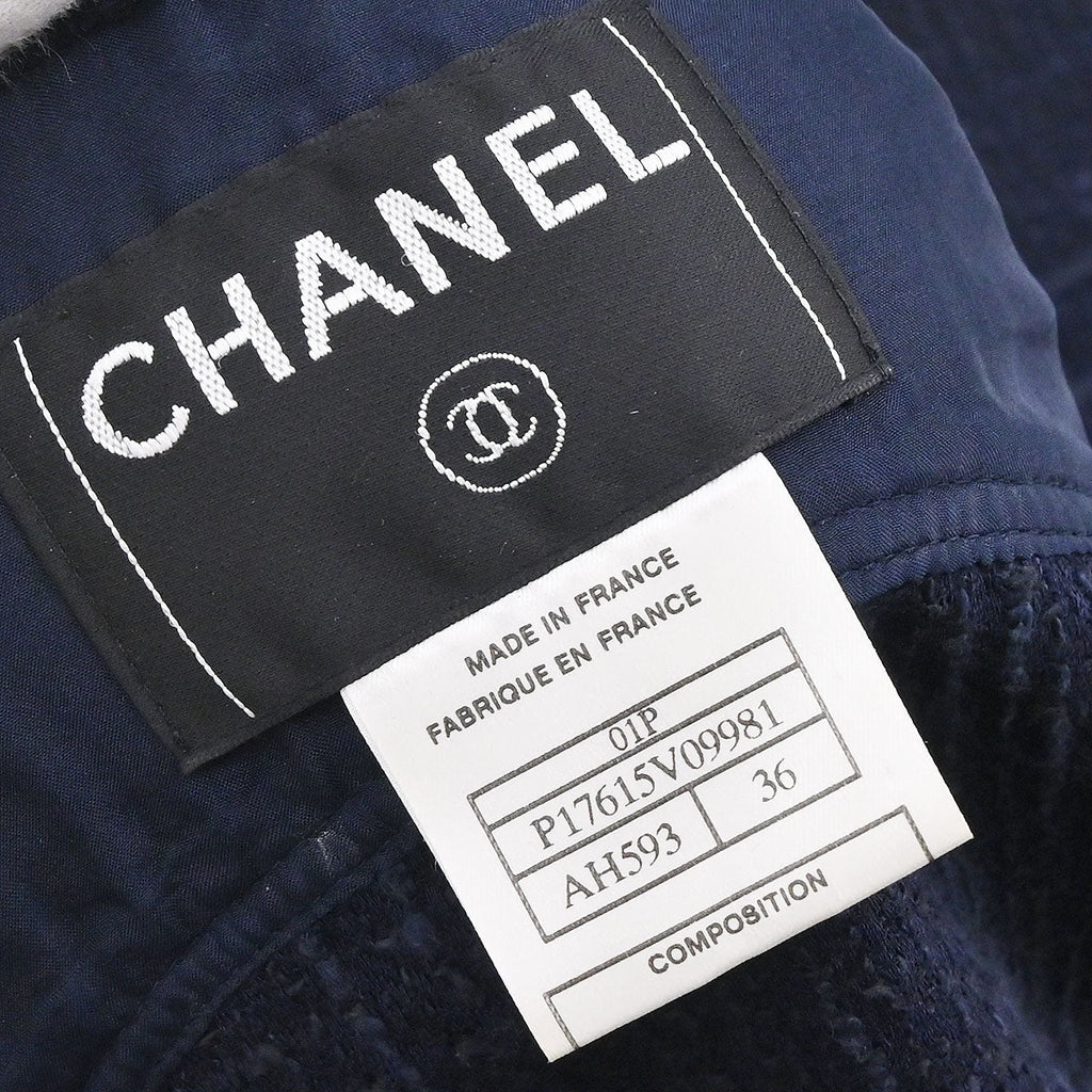 Chanel 2001 Single Breasted Jacket Vest Navy #36