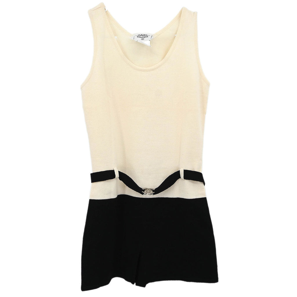 Chanel 1998 Jumpsuit Sleeveless White Black #38