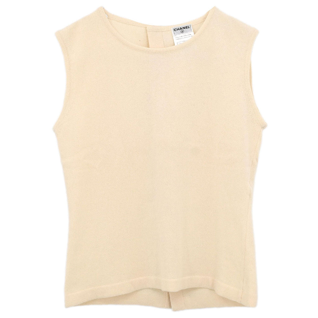 Chanel 2002 Sleeveless Knit Top Ivory #38