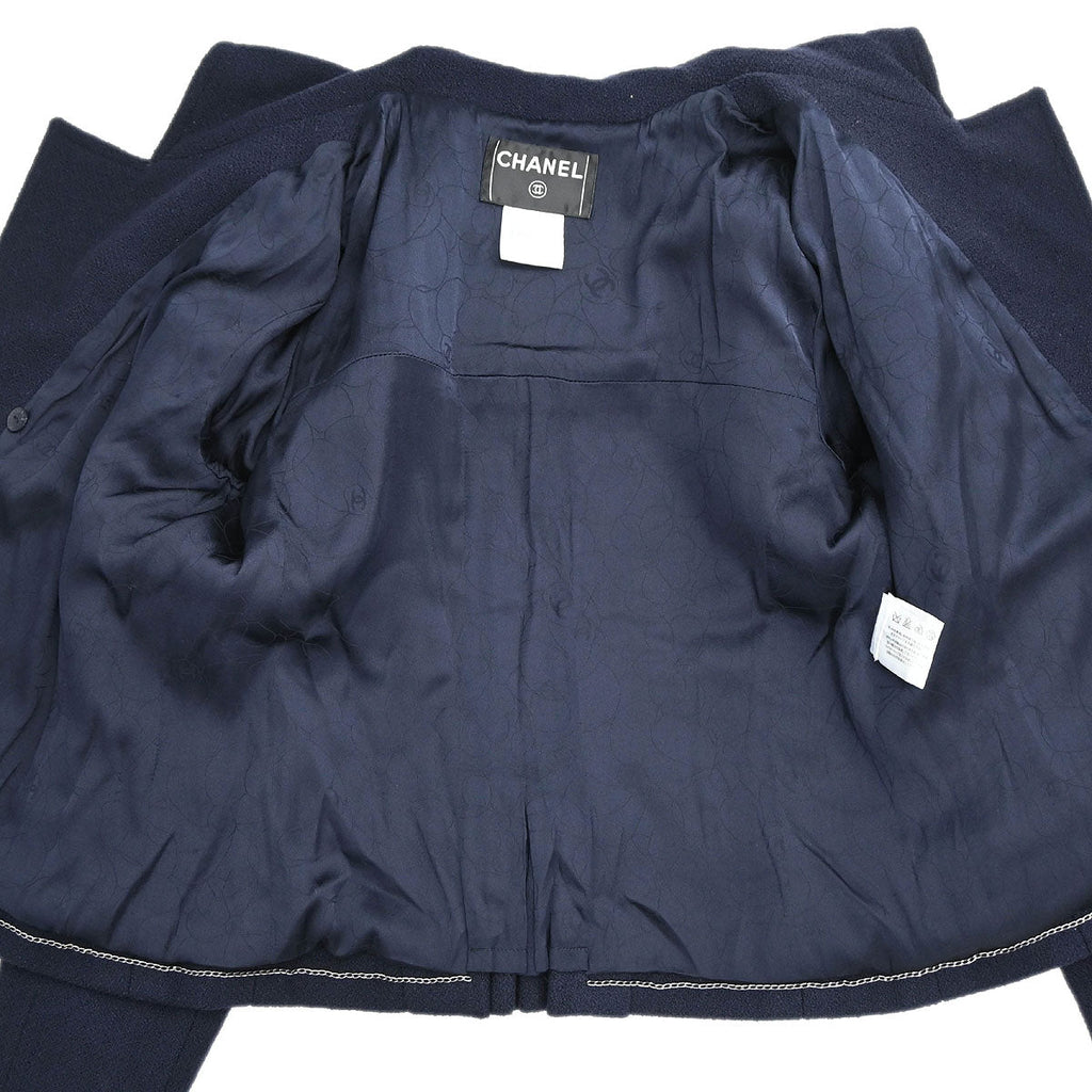 Chanel 2006 Hoodie Duffel Coat Navy #42