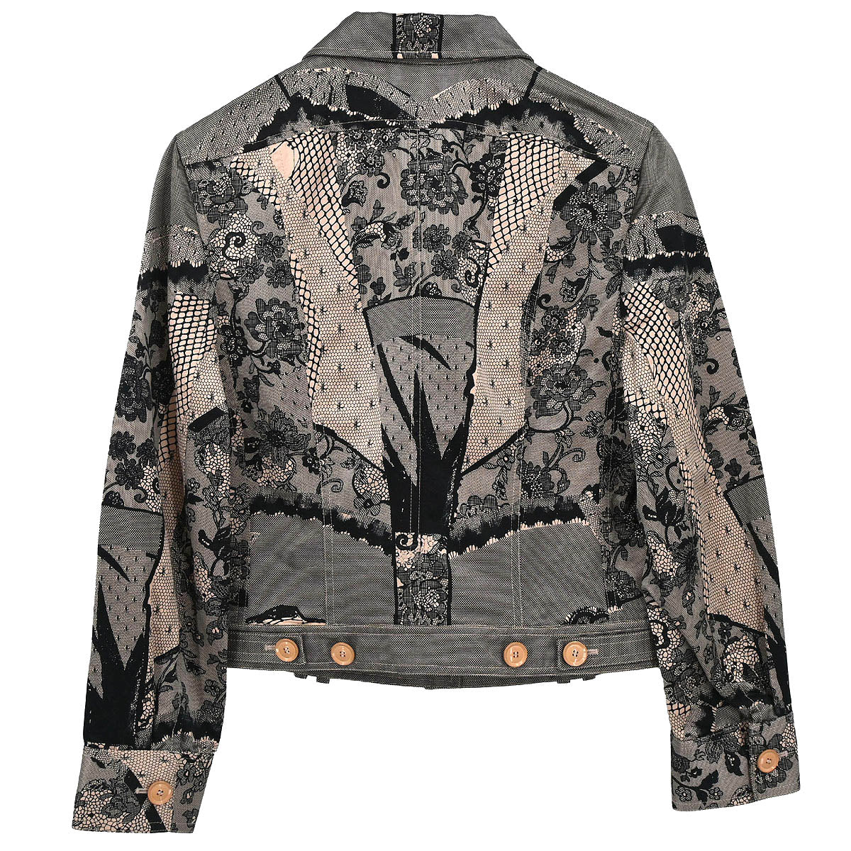 Christian Dior 2006 Single Breasted Jacket Lace Pink Black #38