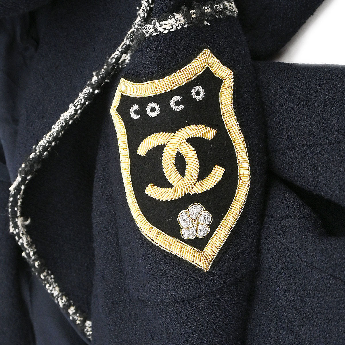 Chanel 2005 Emblem Double Breasted Jacket Navy #46