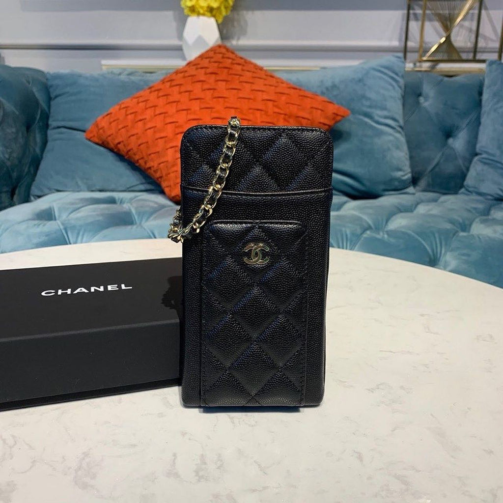 Chanel Classic Cluth With Chain Black For Women Wallet 7in/18cm AP0990