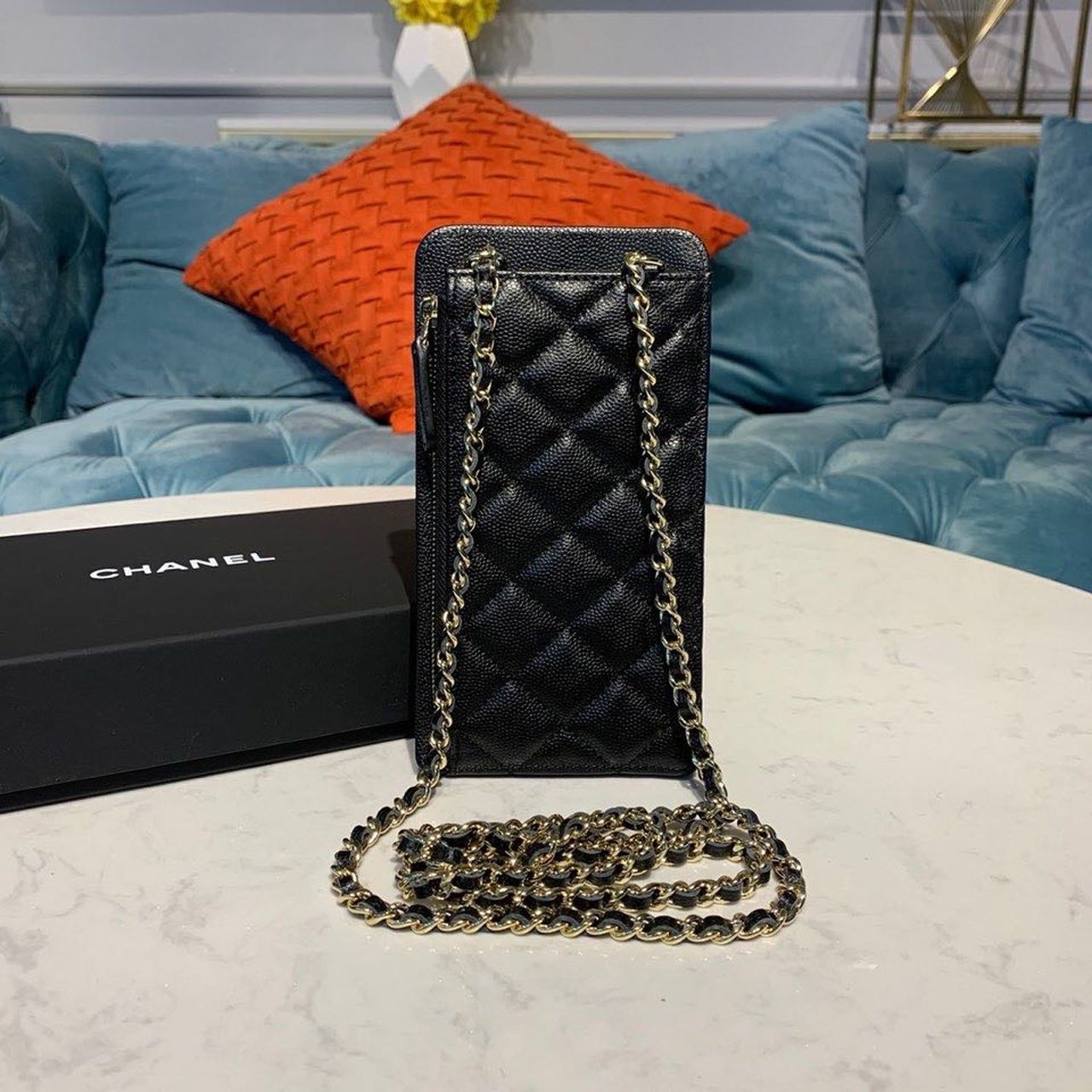 Chanel Classic Cluth With Chain Black For Women Wallet 7in/18cm AP0990