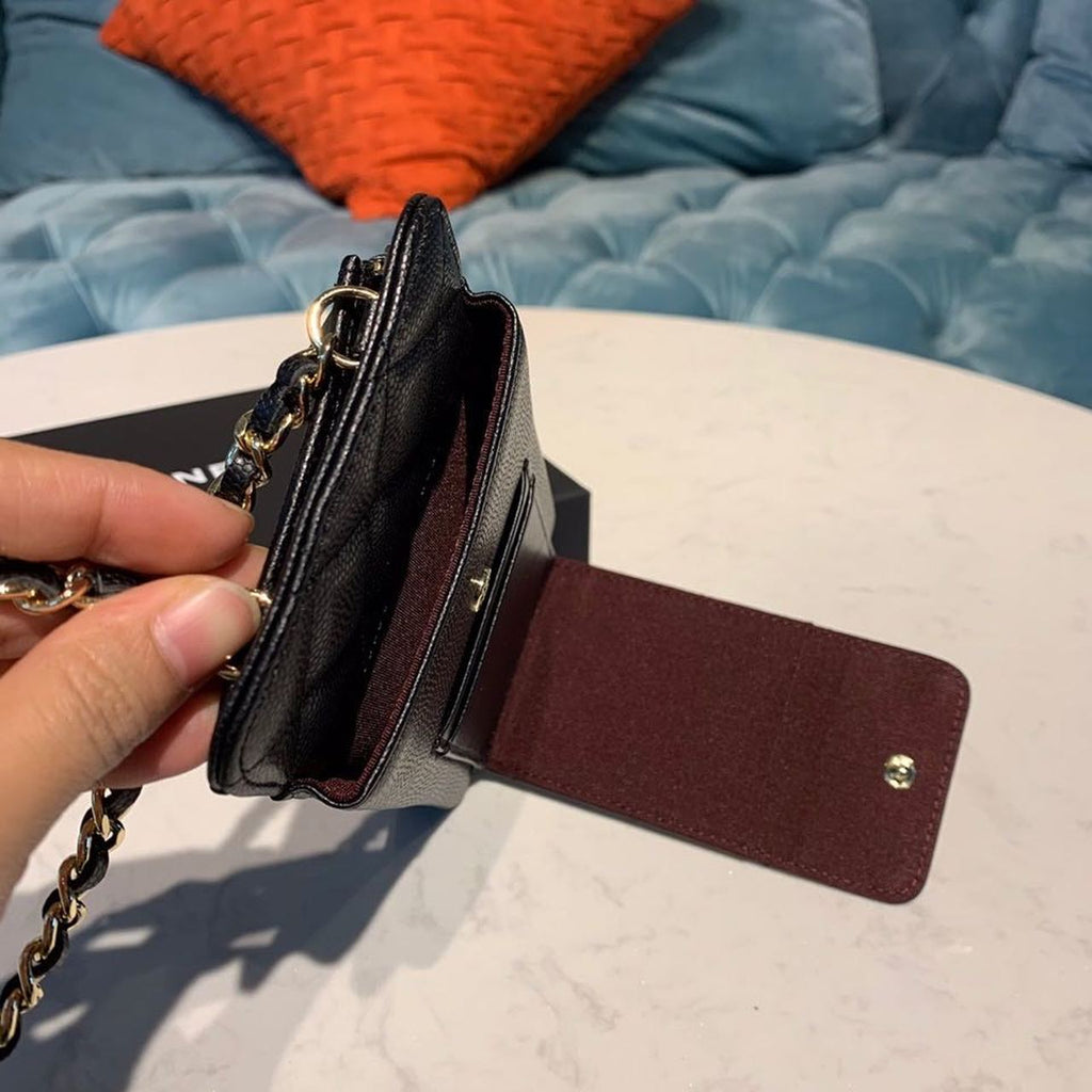 Chanel Classic Cluth With Chain Black For Women Wallet 7in/18cm AP0990