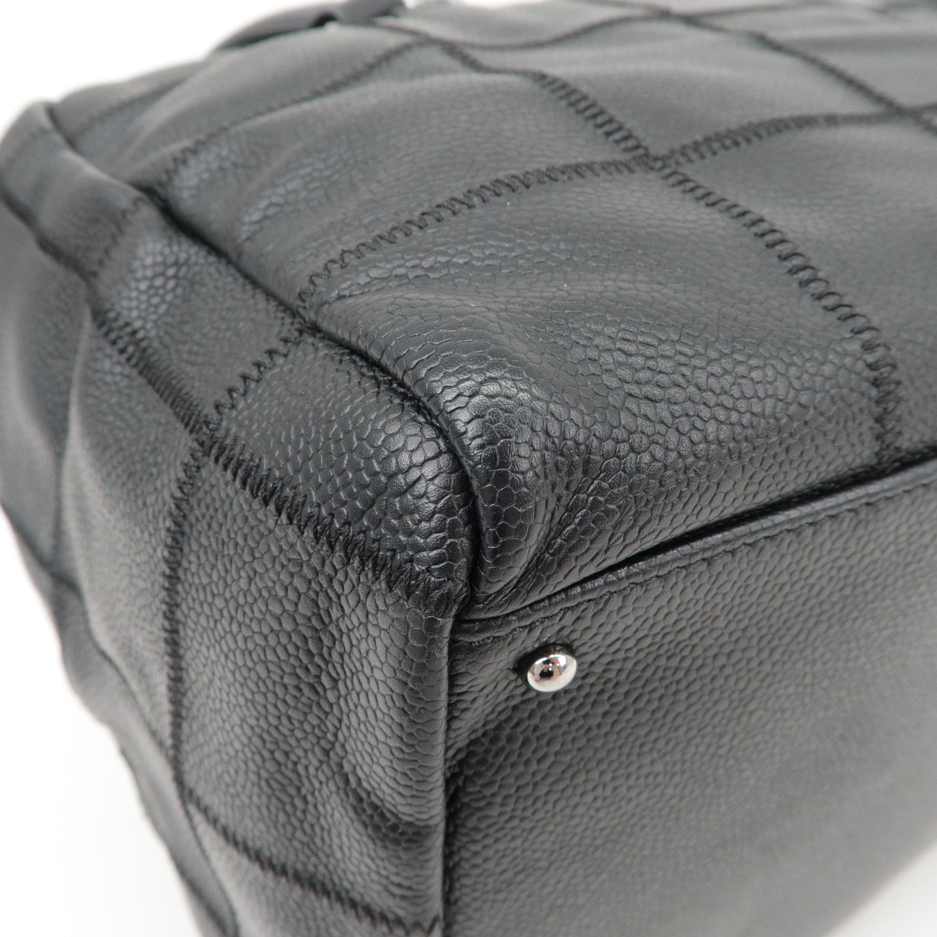 CHANEL Chocobar Caviar Skin Boston Bag Shoulder Bag Black