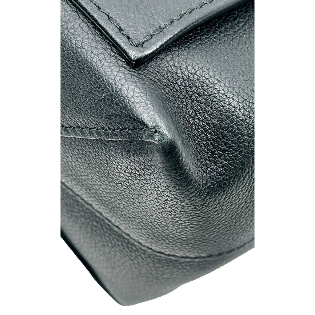 LOUIS VUITTON Women Lockme MM Leather Satchel Bag Black