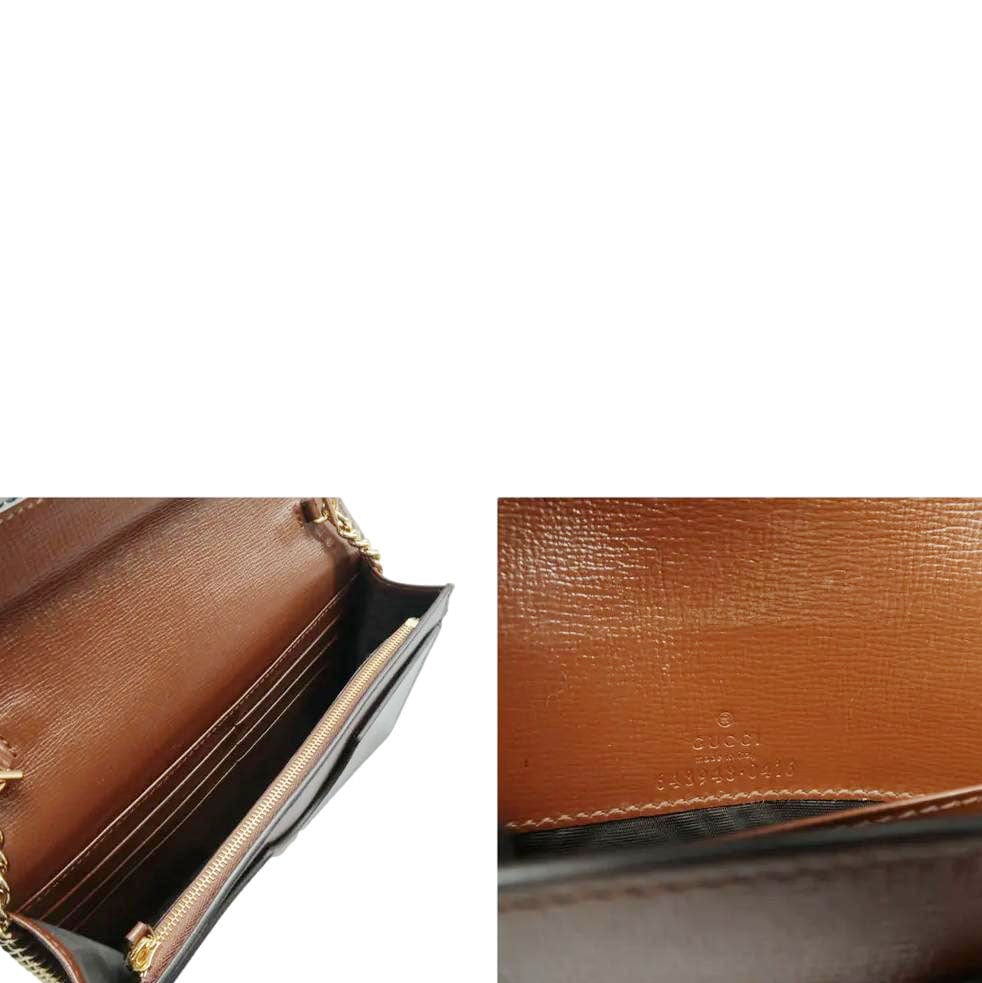 Gucci Heart Chain Wallet Gucci Supreme Monogram Canvas Crossbody Bag Beige  648948