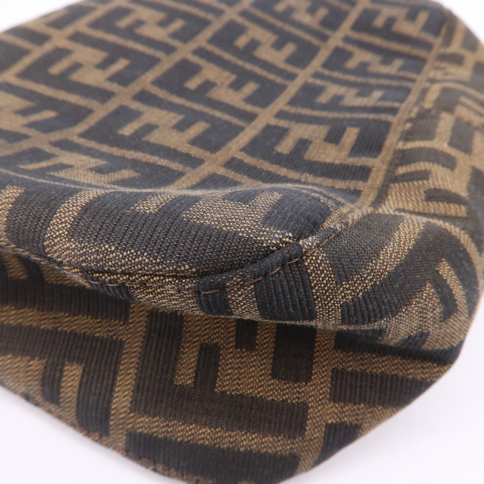 FENDI Zucca Canvas Leather Shoulder Bag Khaki Black Brown 26725