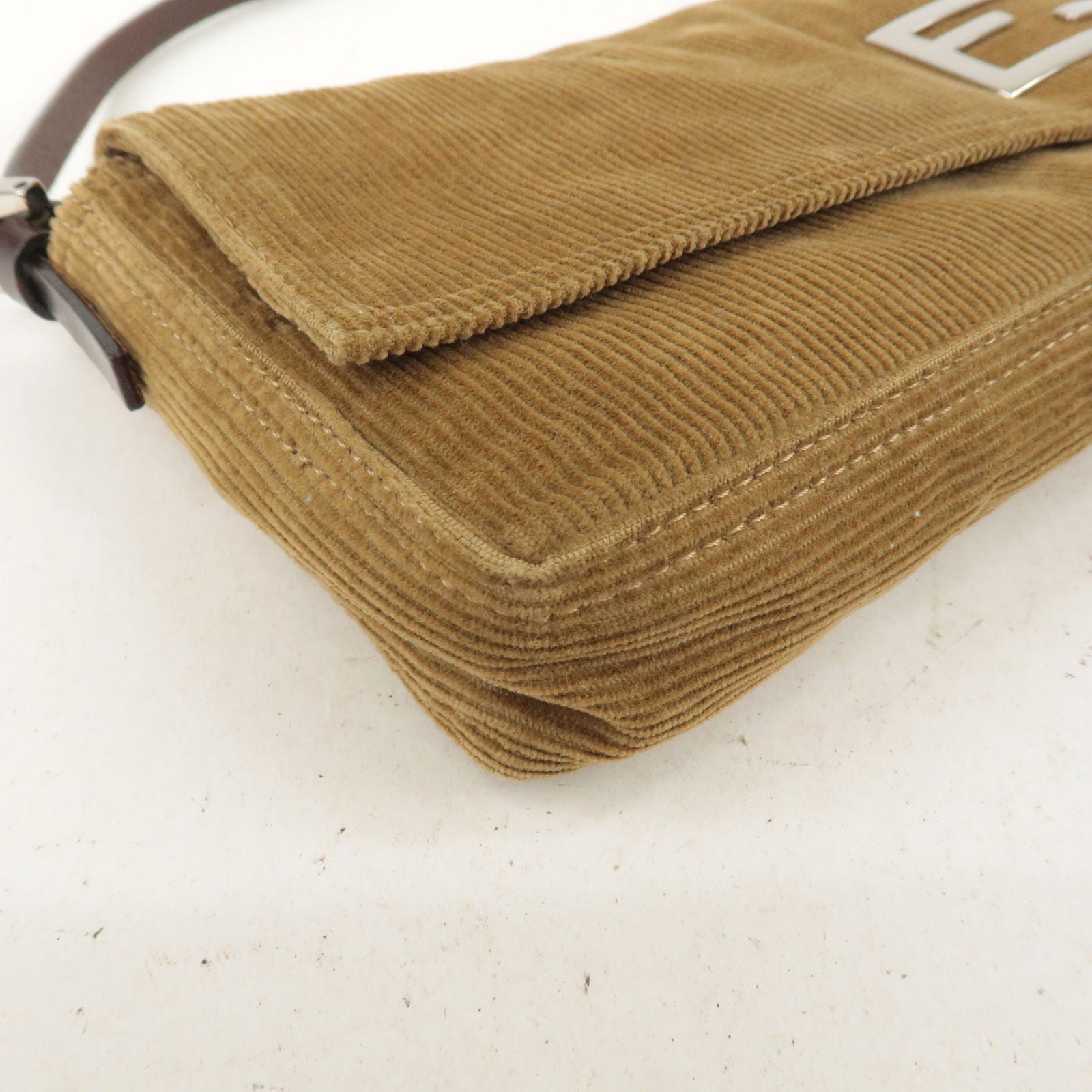 FENDI Corduroy Shoulder Bag Hand Bag Brown 26776 Brown
