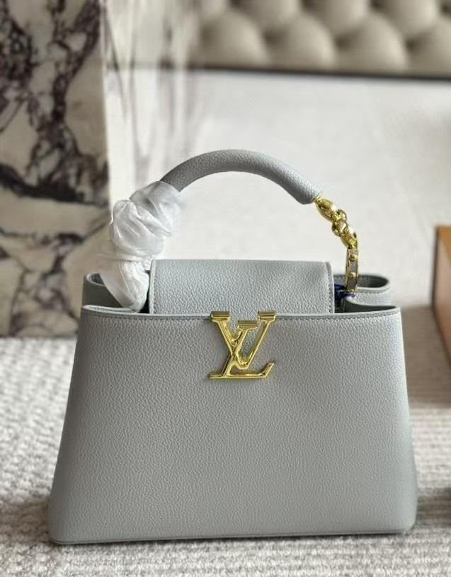 Louis Vuitton Capucines BB Taurillon GREY For Women, Women’s Bags, Shoulder And Crossbody Bags 10.6in/27cm Louis Vuitton