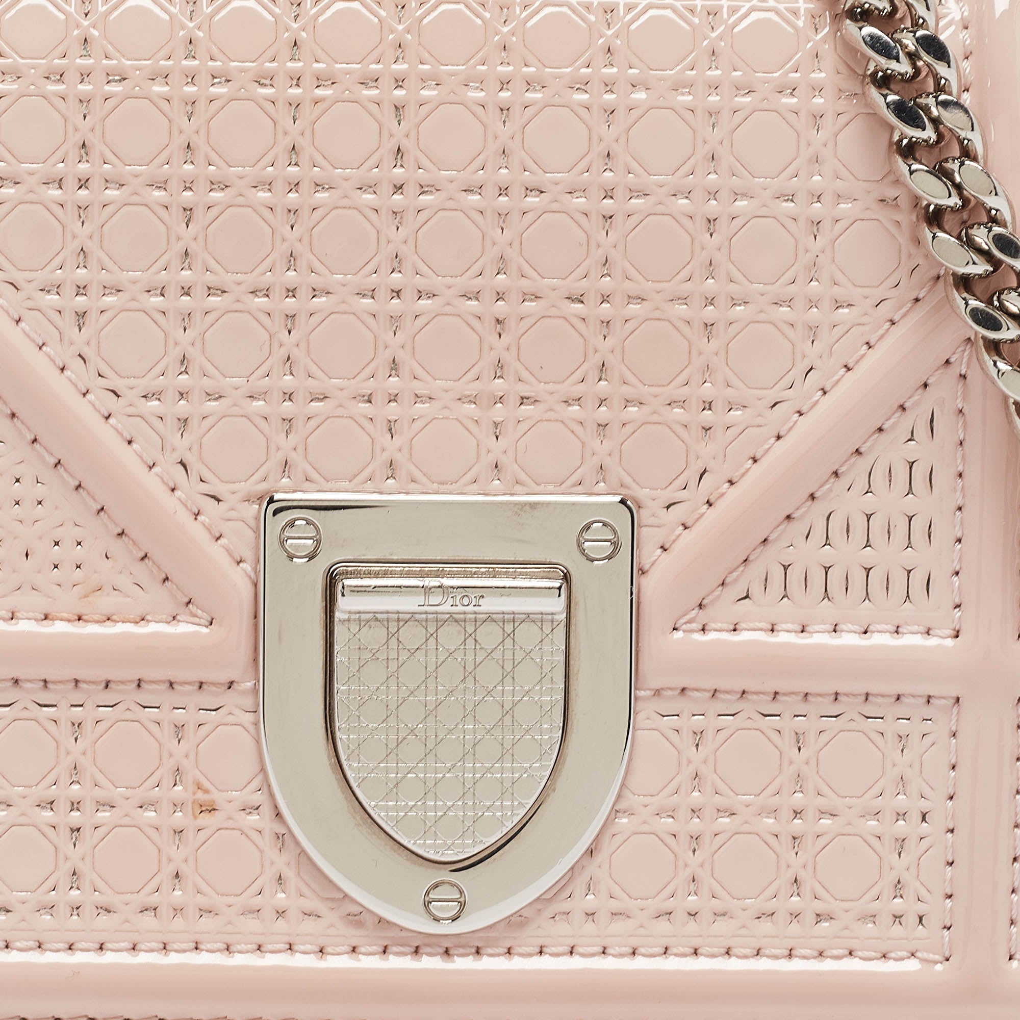 Dior Pink Micro Cannage  Leather Baby Diorama Chain Bag..