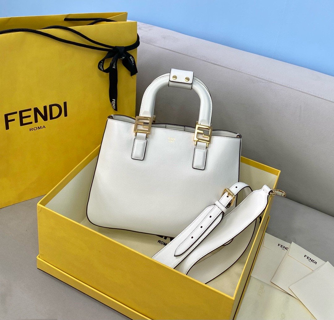 Small FF Tote Shoulder White Bag For Woman 30cm/12in