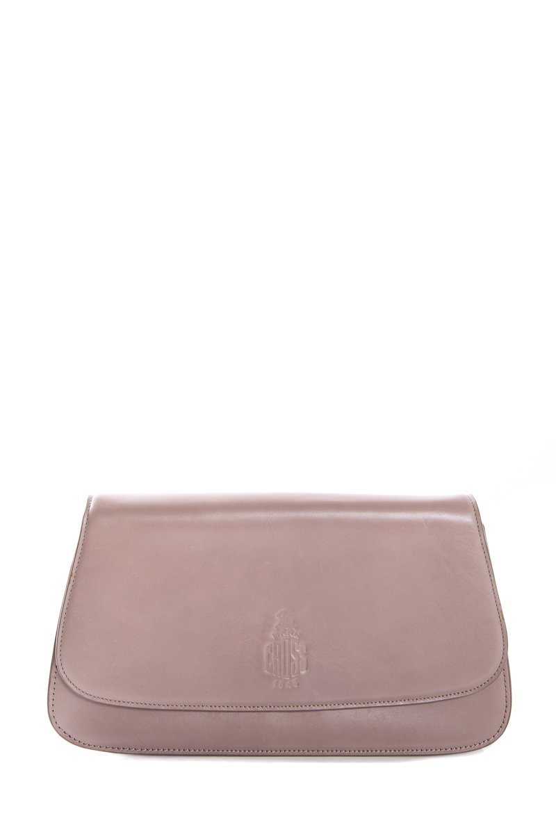 Mark Cross Taupe Clutch with Shoulder Chain