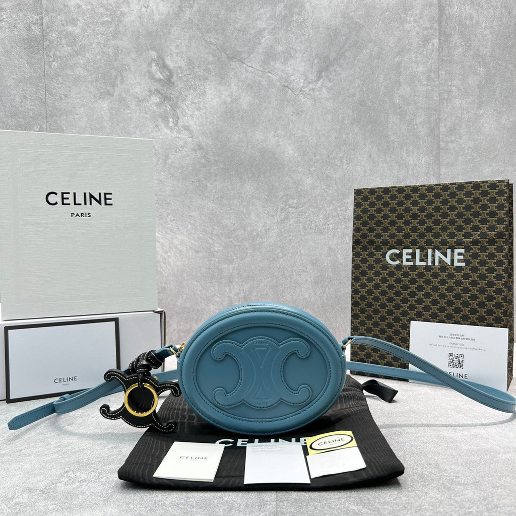 Crossbody Oval Purse Cuir Triomphe Blue For Women 6in/16cm 10I703DPQ.07DD