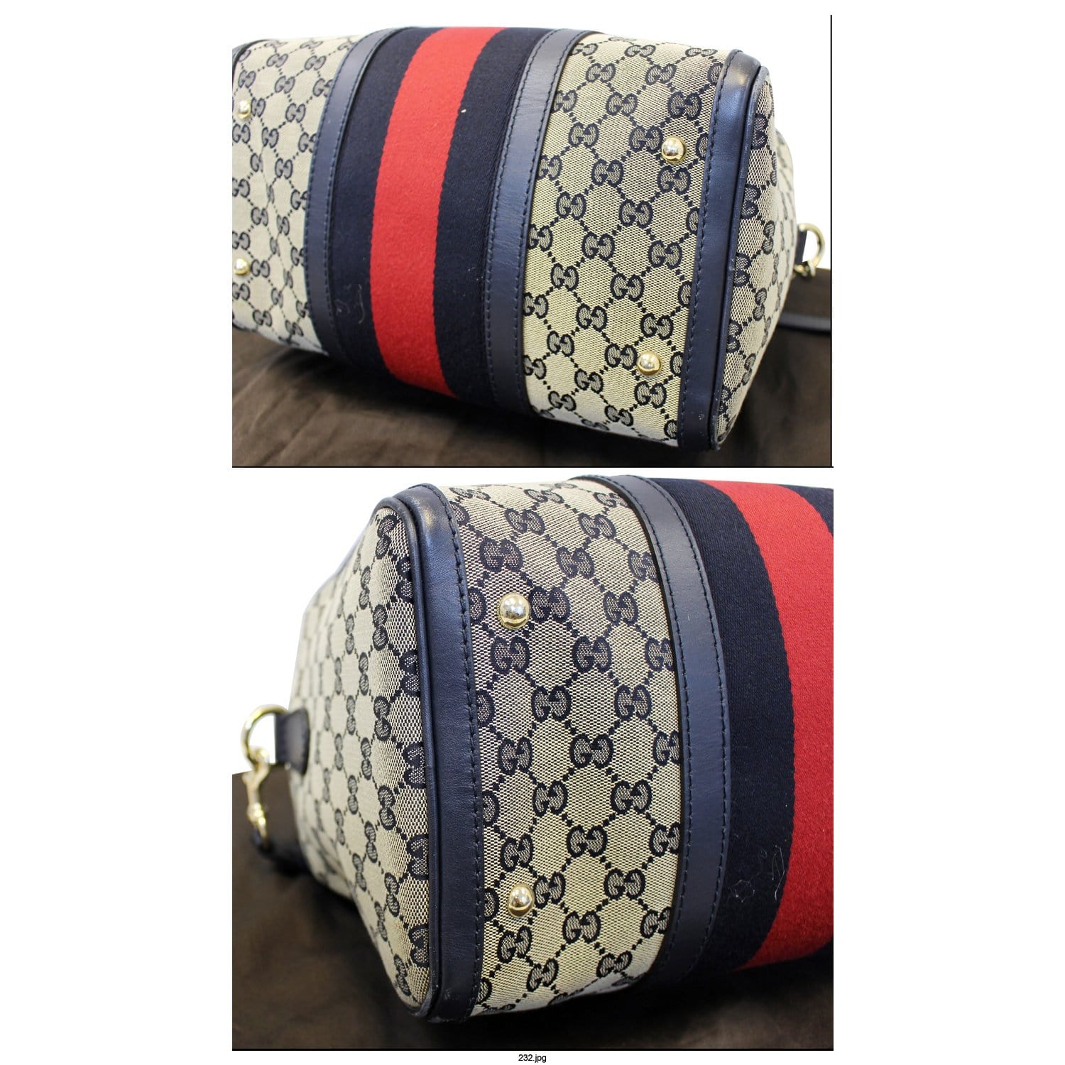 GUCCI Web Medium  Gucci Boston Bag with Signature Web 247205