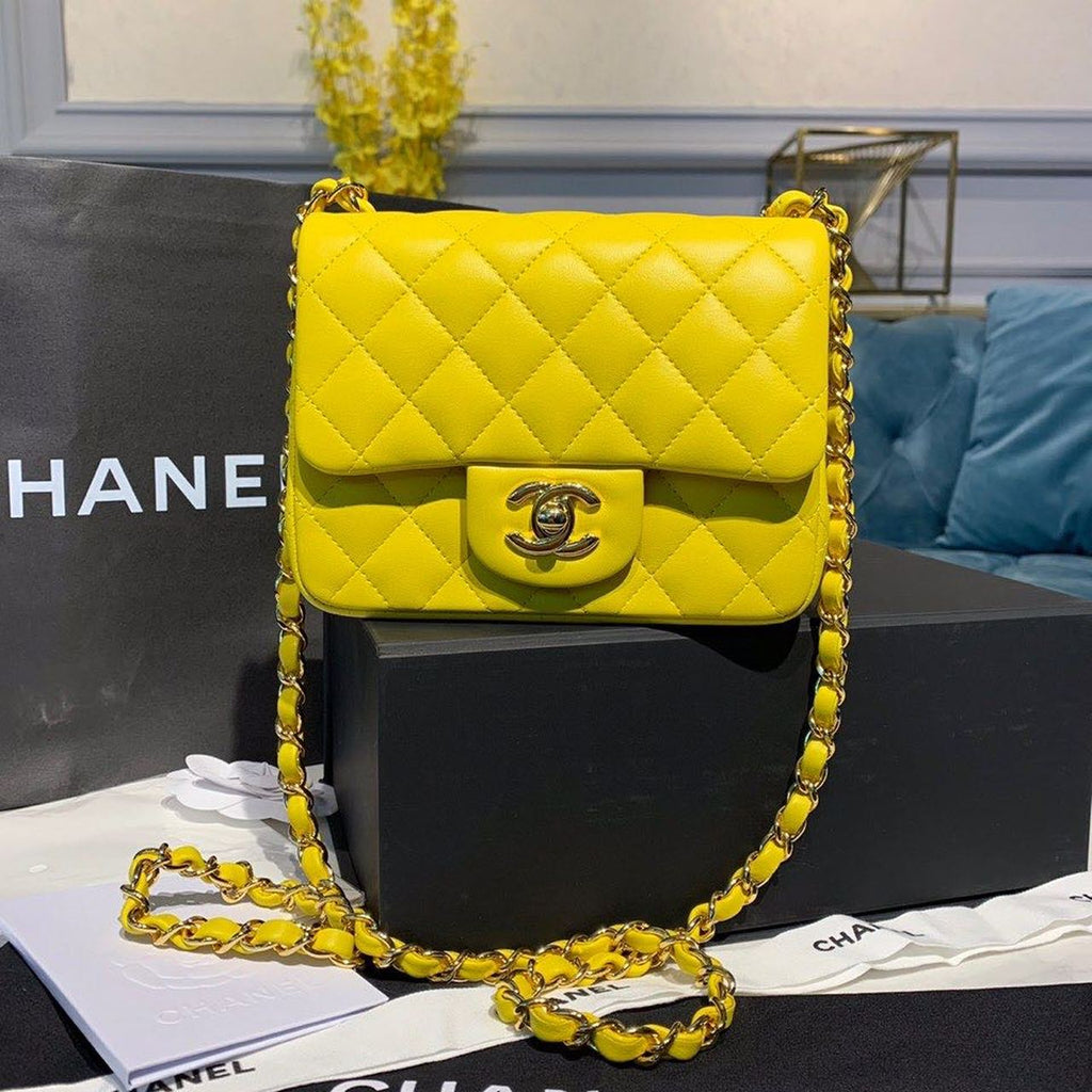 Chanel Mini Flap Bag Yellow For Women, Women’s Bags, Shoulder And Crossbody Bags 6.7in/17cm A35200