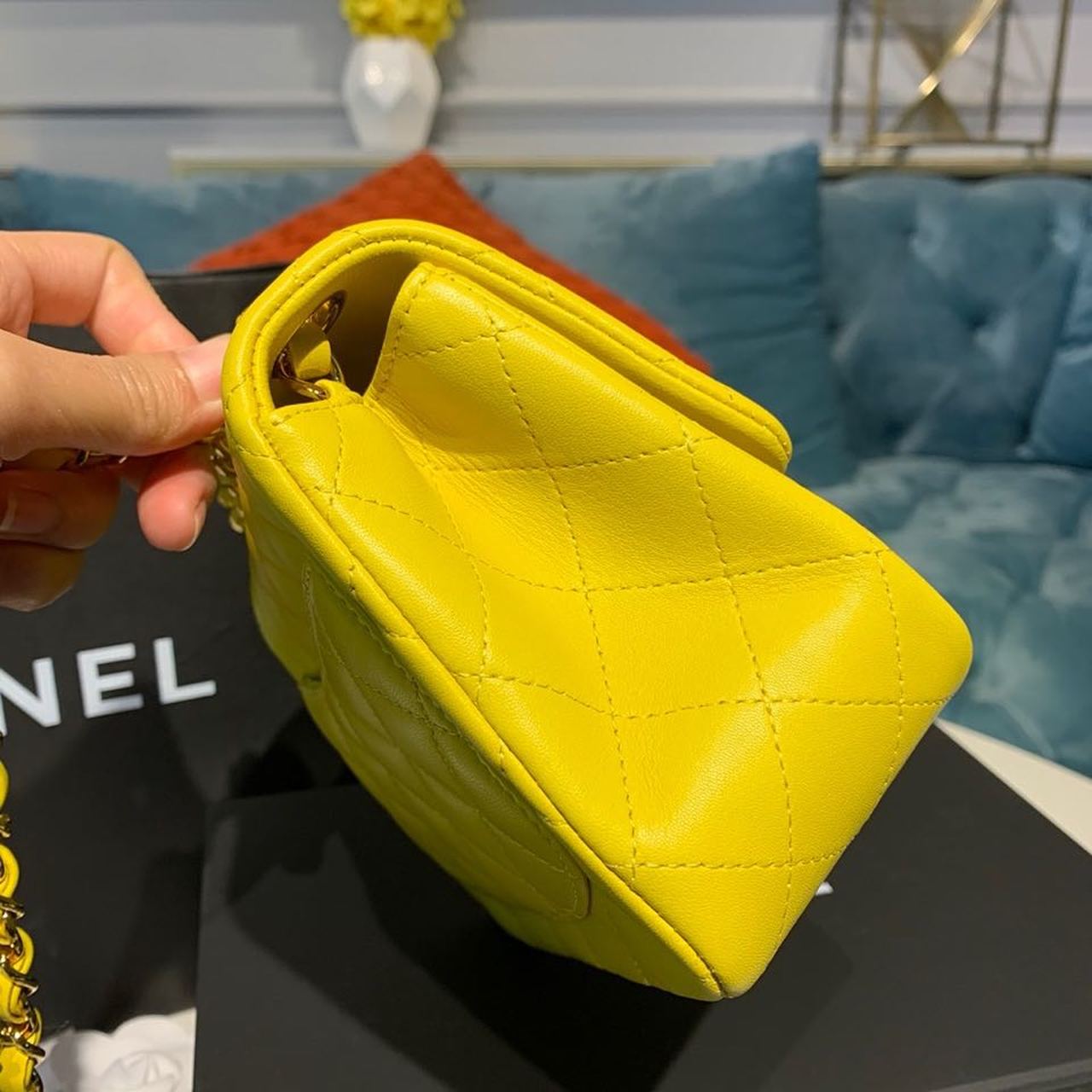 Chanel Mini Flap Bag Yellow For Women, Women’s Bags, Shoulder And Crossbody Bags 6.7in/17cm A35200