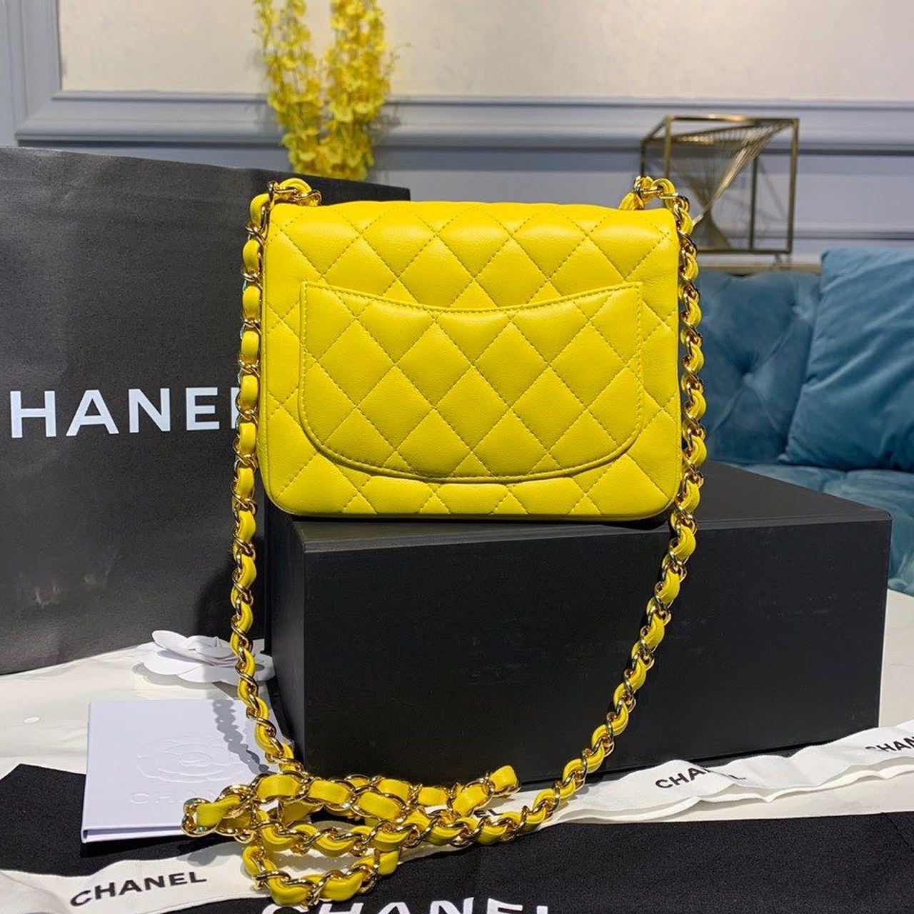 ChanelMini GlamIap Bag Yellow For Women Bags, Shoulder And Crossbody Bags 6.7in/17cm A35200