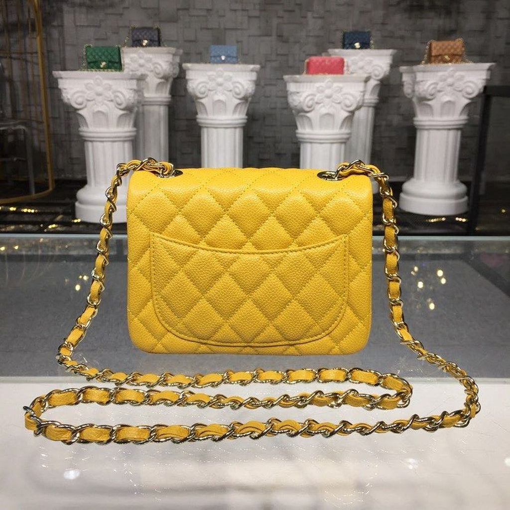 ChanelMini GlamIap Bag Caviar Yellow For Women Bags, Shoulder And Crossbody Bags 6.7in/17cm A35200