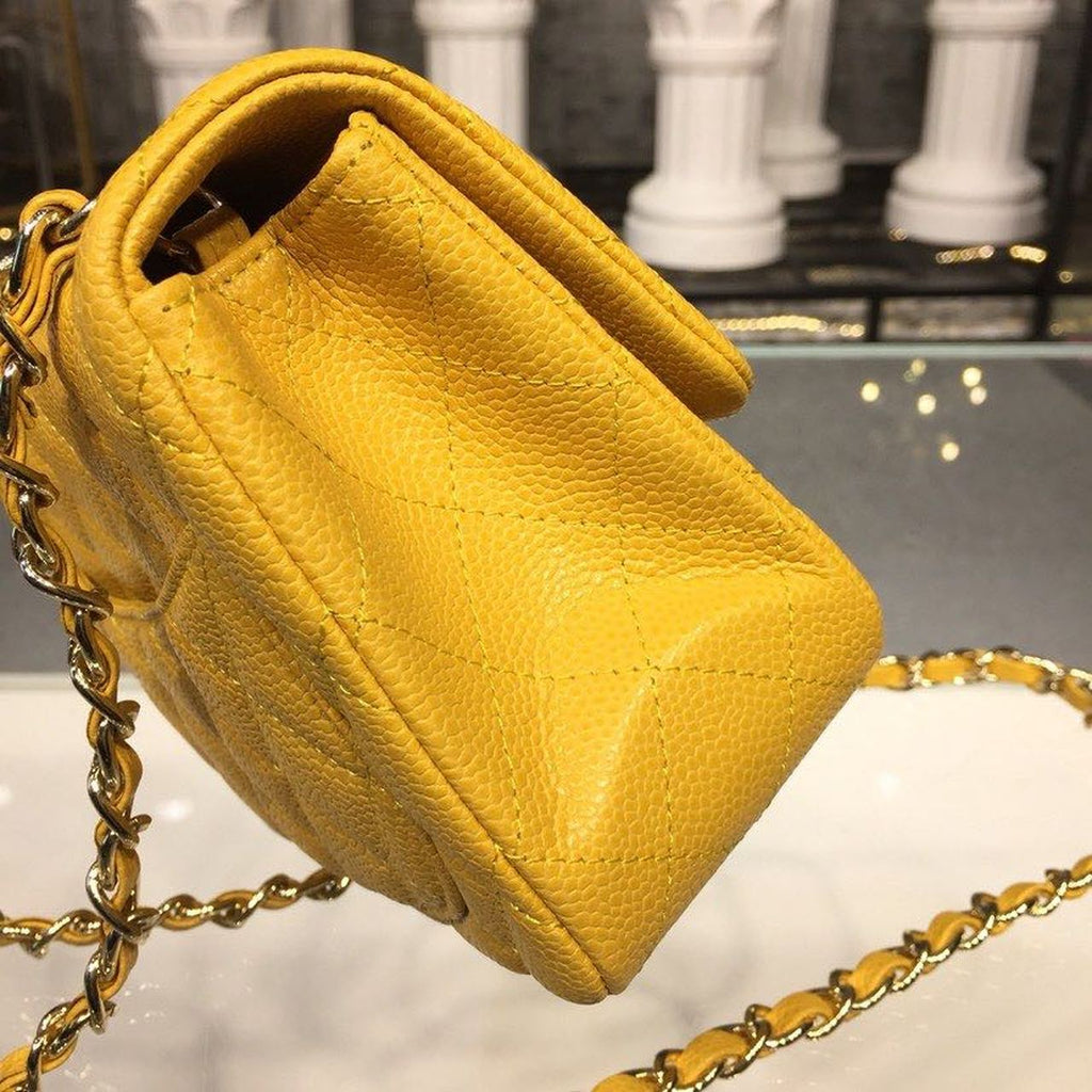 ChanelMini GlamIap Bag Caviar Yellow For Women Bags, Shoulder And Crossbody Bags 6.7in/17cm A35200