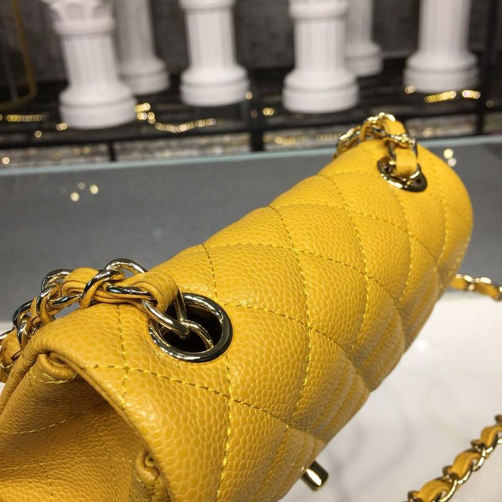ChanelMini Flap Bag Caviar Yellow For Women, Women’s Bags, Shoulder And Crossbody Bags 6.7in/17cm A35200