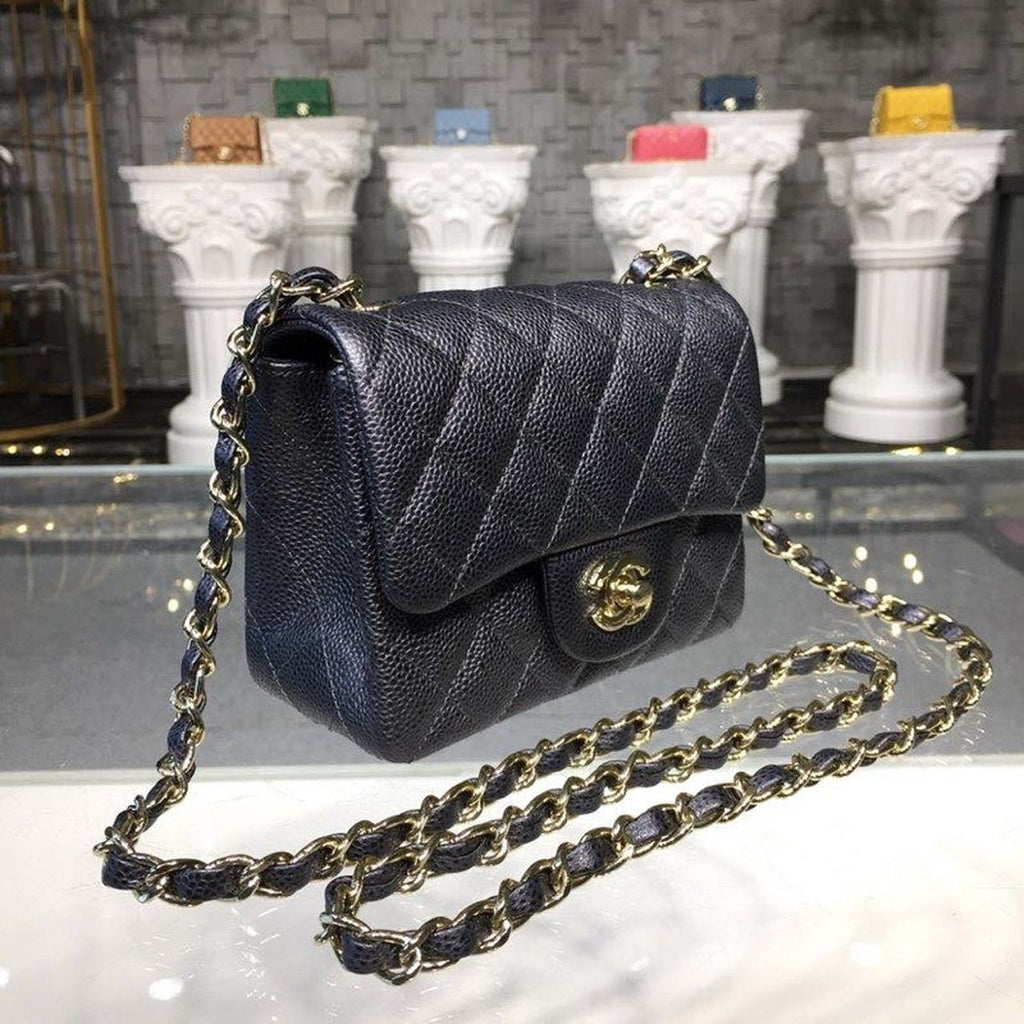 ChanelMini Flap Bag Caviar Black For Women, Women’s Bags, Shoulder And Crossbody Bags 6.7in/17cm A35200