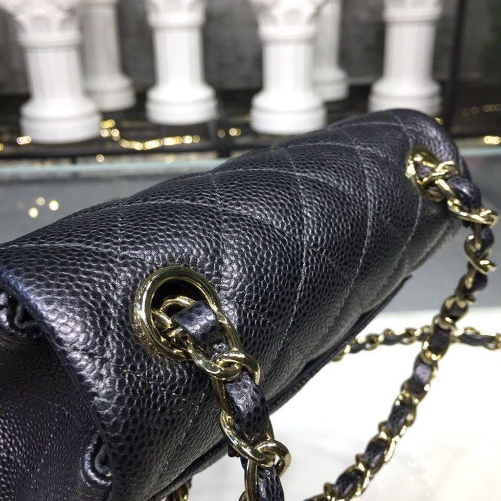 ChanelMini Flap Bag Caviar Black For Women, Women’s Bags, Shoulder And Crossbody Bags 6.7in/17cm A35200