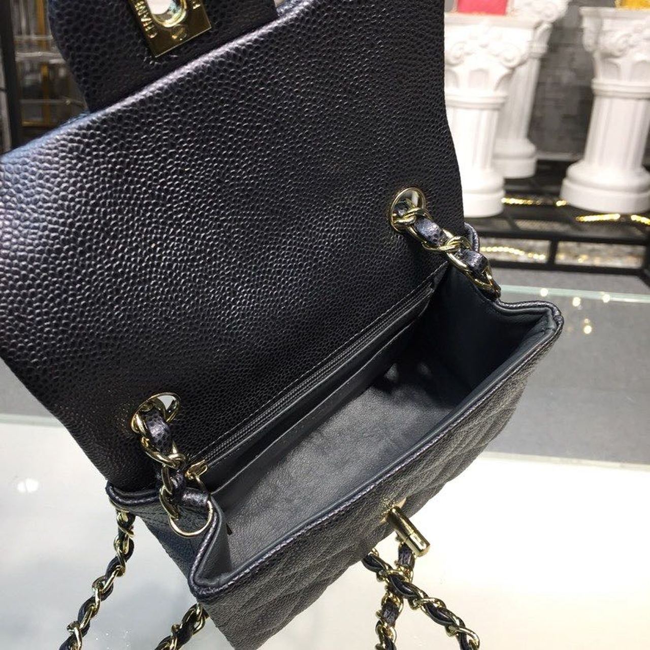 ChanelMini GlamIap Bag Caviar Black For Women Bags, Shoulder And Crossbody Bags 6.7in/17cm A35200