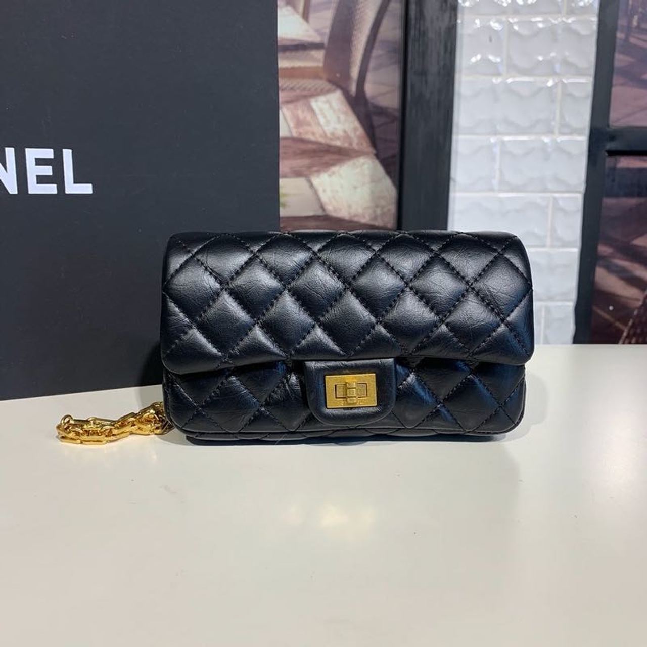 Chanel Reissue 2.55 Waist Belt Bag Black For Women, Women’s Bags, Shoulder And Crossbody Bags 6.7in/17cm