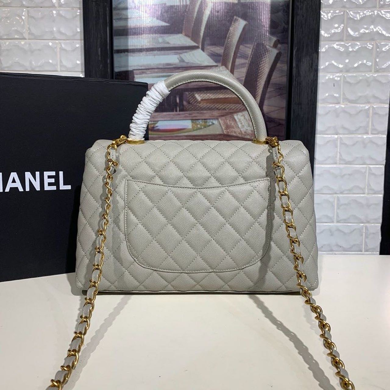 ChanelLarge GlamIap Bag With Top Handle Grey For Women Handbags, Shoulder And Crossbody Bags 11in/28cm A92991