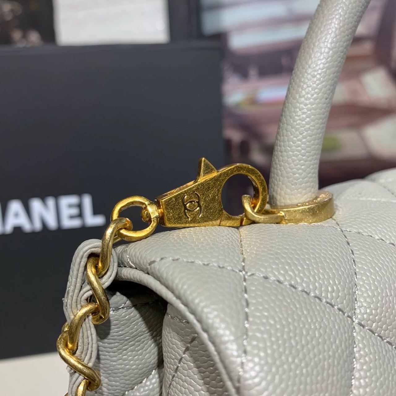 ChanelLarge GlamIap Bag With Top Handle Grey For Women Handbags, Shoulder And Crossbody Bags 11in/28cm A92991
