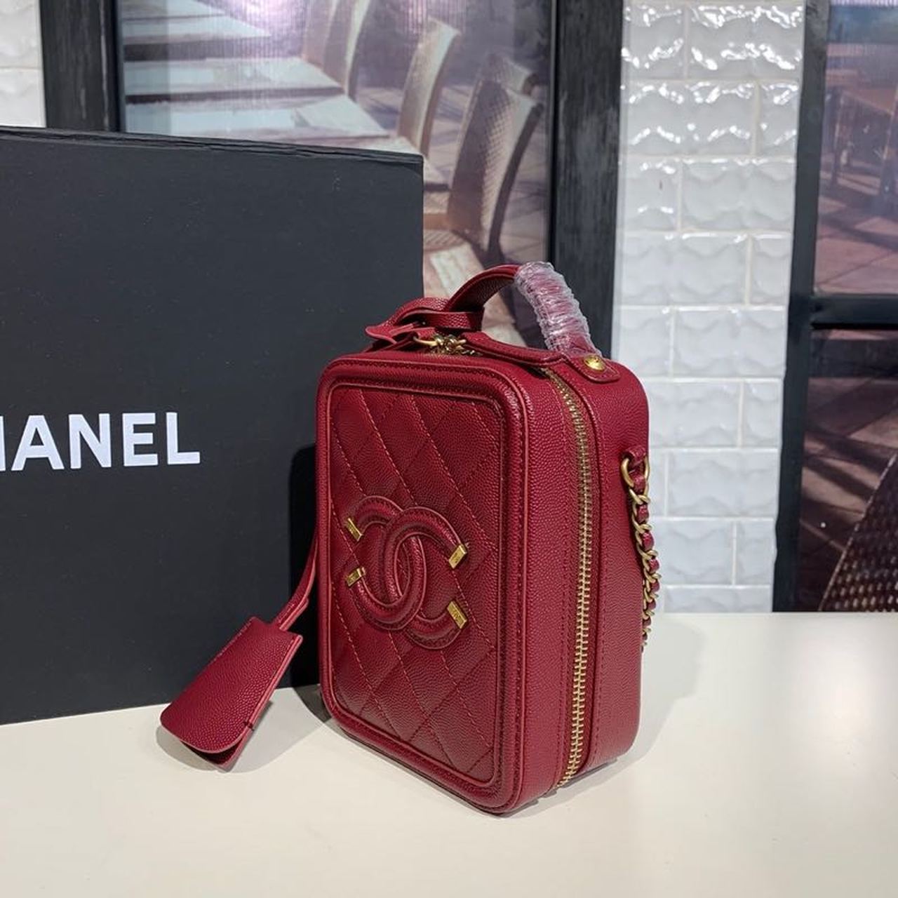 Chanel ligree Vertical Vanity Case Bag Burgundy For Women Handbags, Shoulder And Crossbody Bags 6.7in/17cm