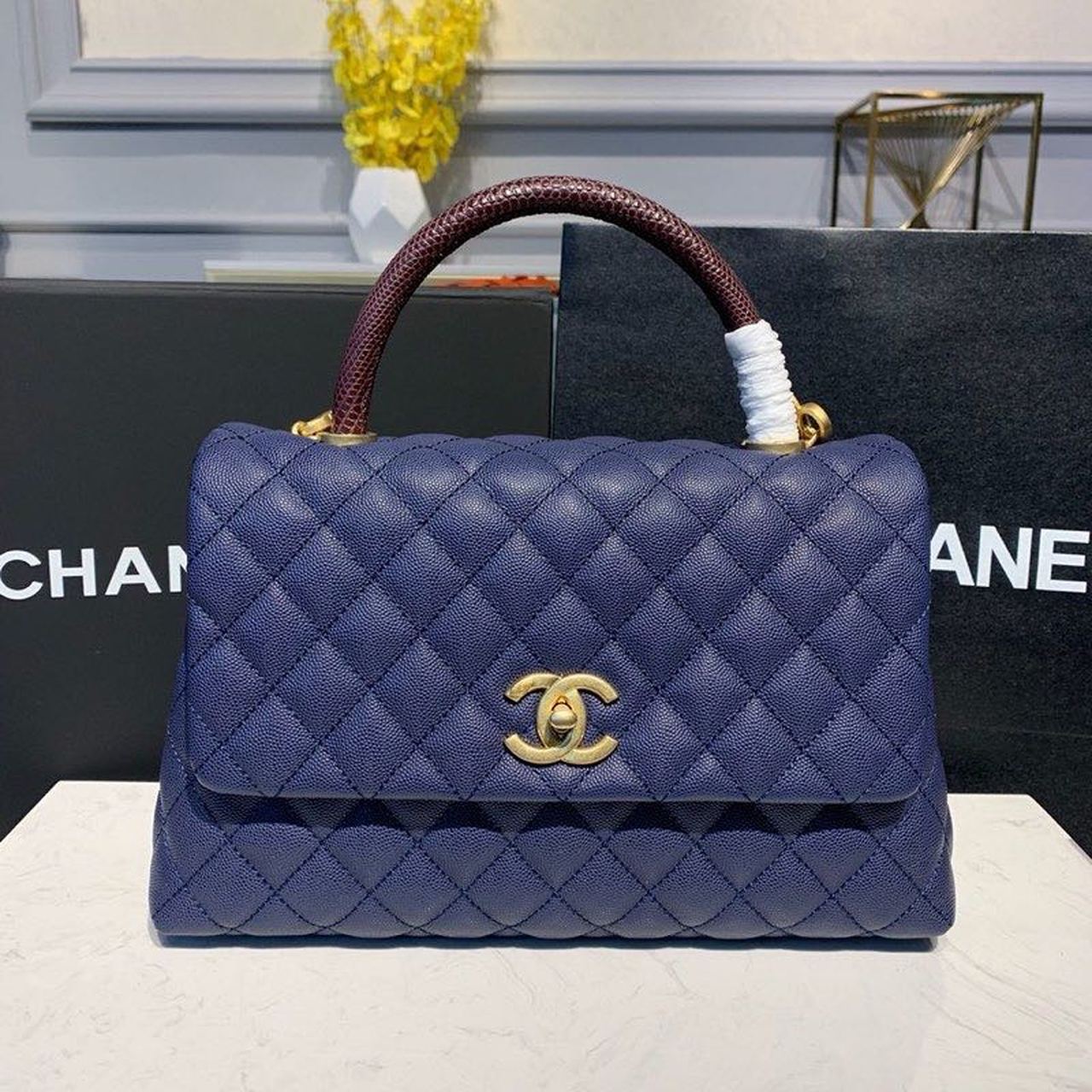 ChanelLarge GlamIap Bag With Top Handle Blue For Women Handbags, Shoulder And Crossbody Bags 11in/28cm A92991