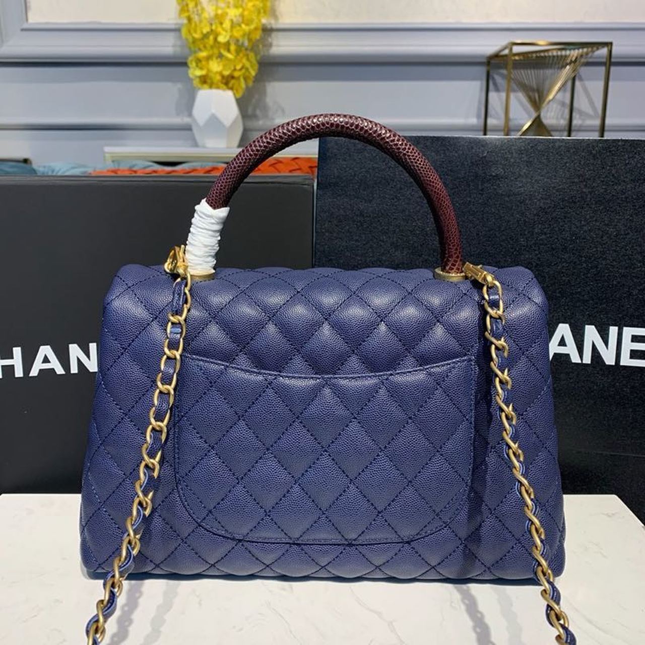 ChanelLarge GlamIap Bag With Top Handle Blue For Women Handbags, Shoulder And Crossbody Bags 11in/28cm A92991