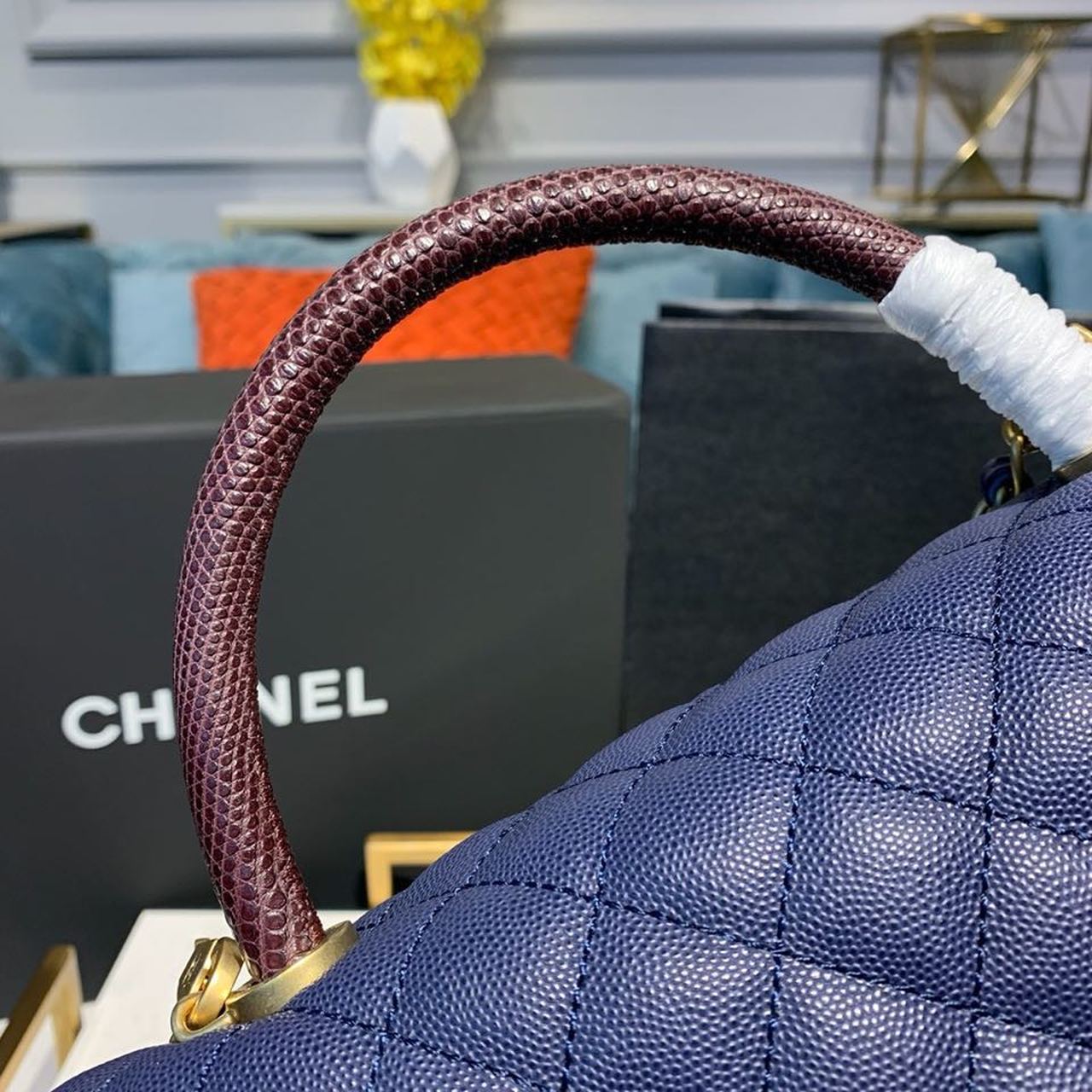 ChanelLarge GlamIap Bag With Top Handle Blue For Women Handbags, Shoulder And Crossbody Bags 11in/28cm A92991