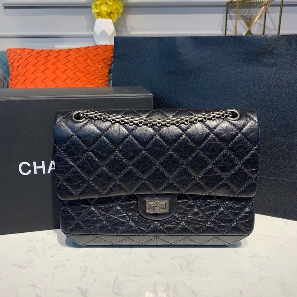 Chanel 2.55 Handbag SiLouis Vuittoner Hardware Black For Women Bags, Shoulder And Crossbody 11in/28cm A37586