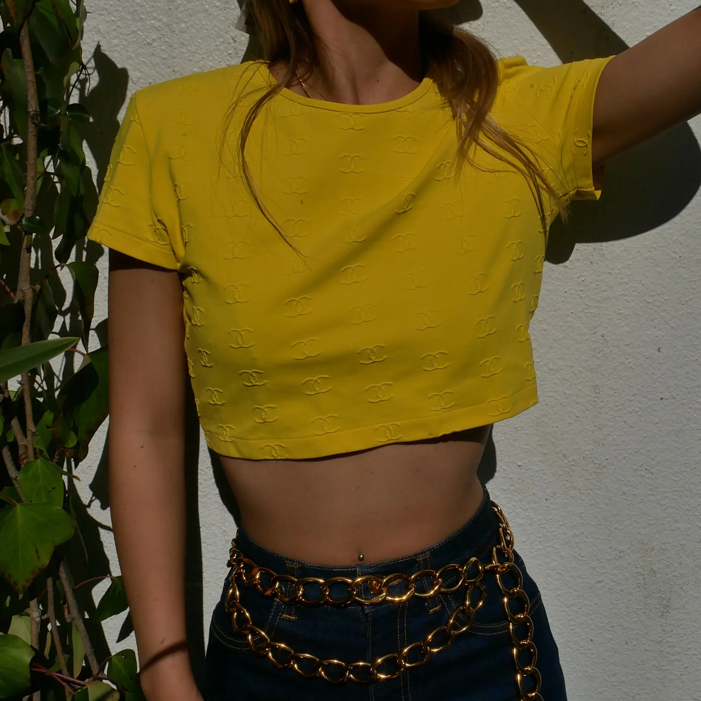 CHANEL 1997 Yellow Cropped Top