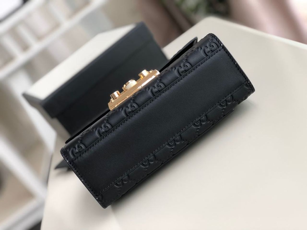 Padlock Small Signature Shoulder Bag Black Signature For Women 7.9in/20cm 409487 CWC1G 1000