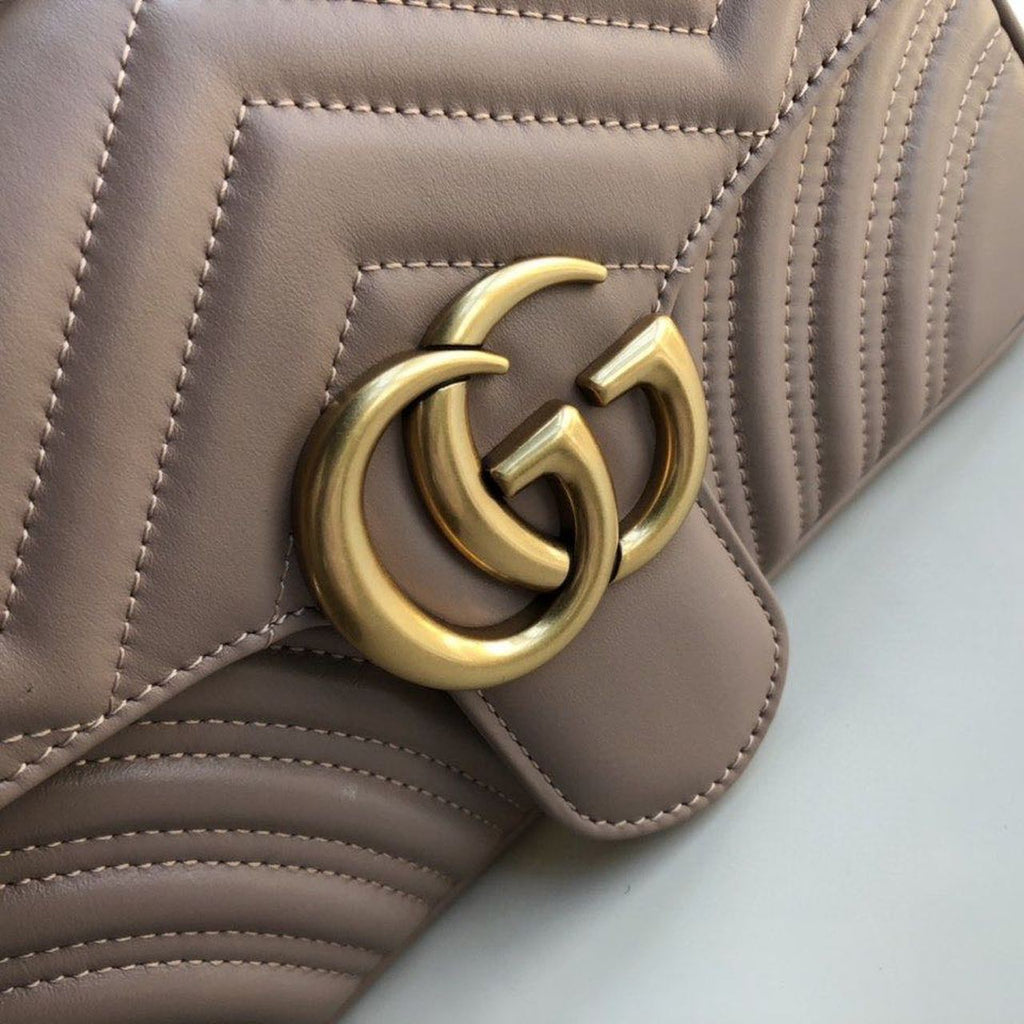 Gucci Marmont Matelassé Shoulder Bag Dusty Pink Matelassé Chevron For Women 10in/26cm Gucci 443497 DTDiorT 5729