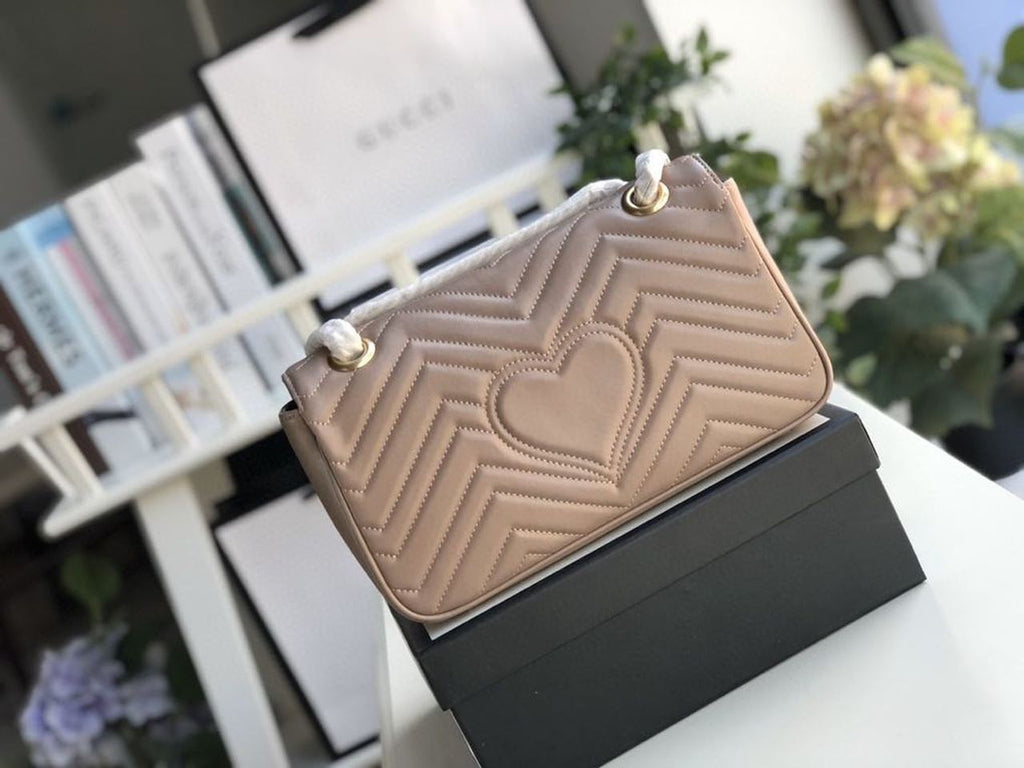 Marmont MatelassÃƒÂ© Shoulder Bag Dusty Pink MatelassÃƒÂ© Chevron For Women 10in/26cm 443497 DTGLAMIT 5729