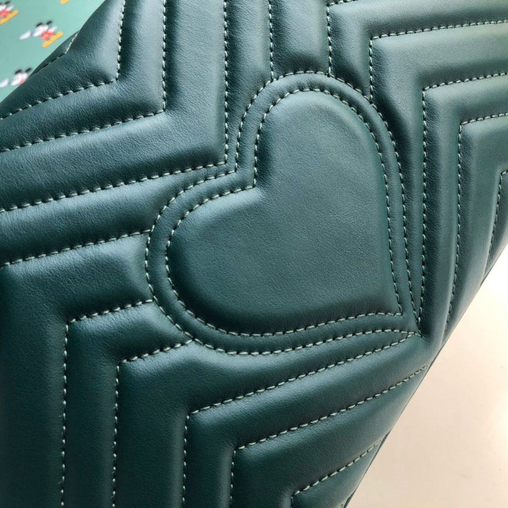 Marmont Small MatelassÃƒÂ© Shoulder Bag Green MatelassÃƒÂ© Chevron For Women 10in/26cm 443497